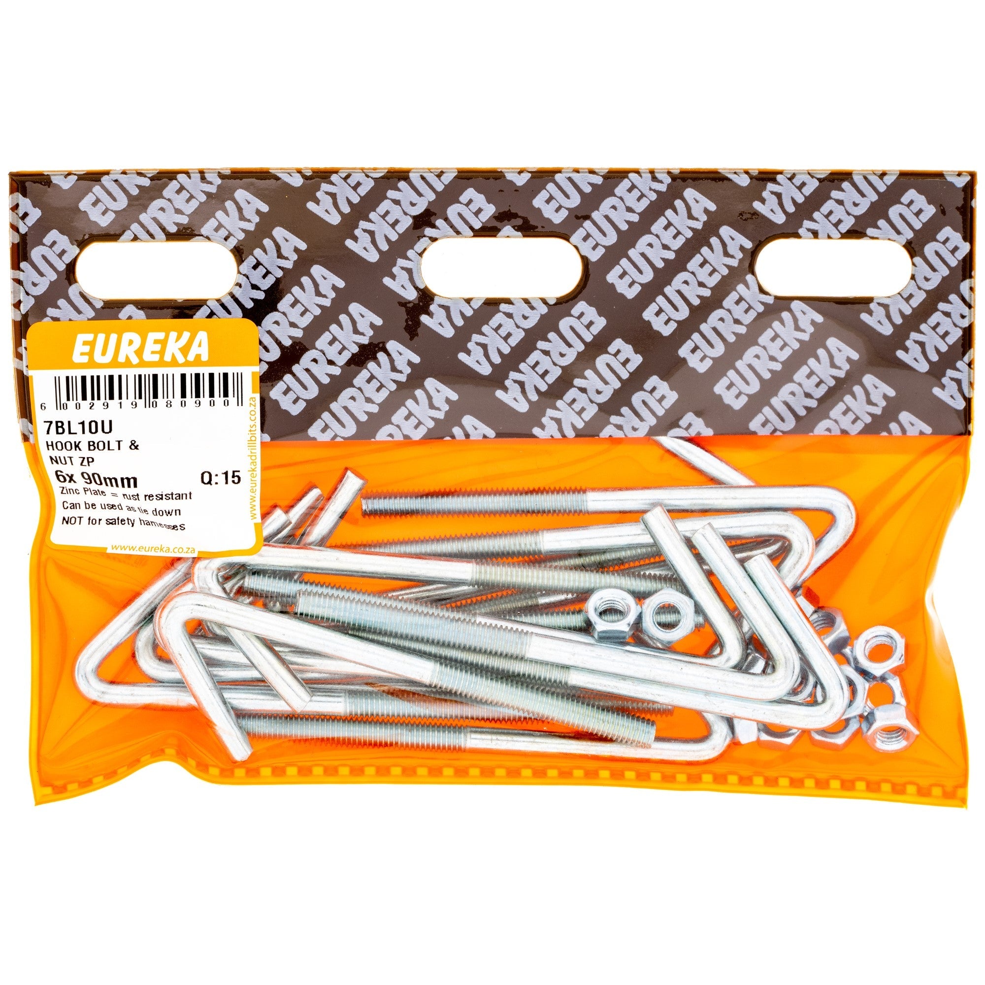Eureka Hook Bolt & Nut ZP 6 x 90mm Q:15