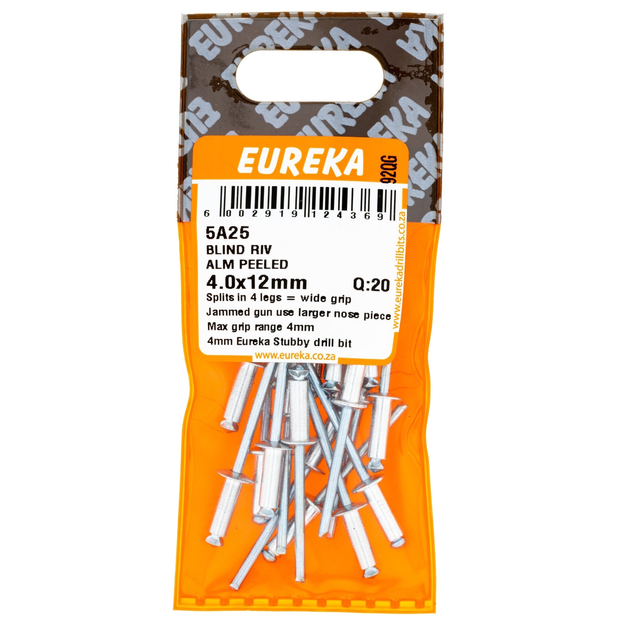 Eureka Blind RIV ALM Peeled 4 x 12mm Q:20
