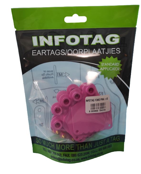 Antrovet Ear Tag Pink Info F3/m3 10's