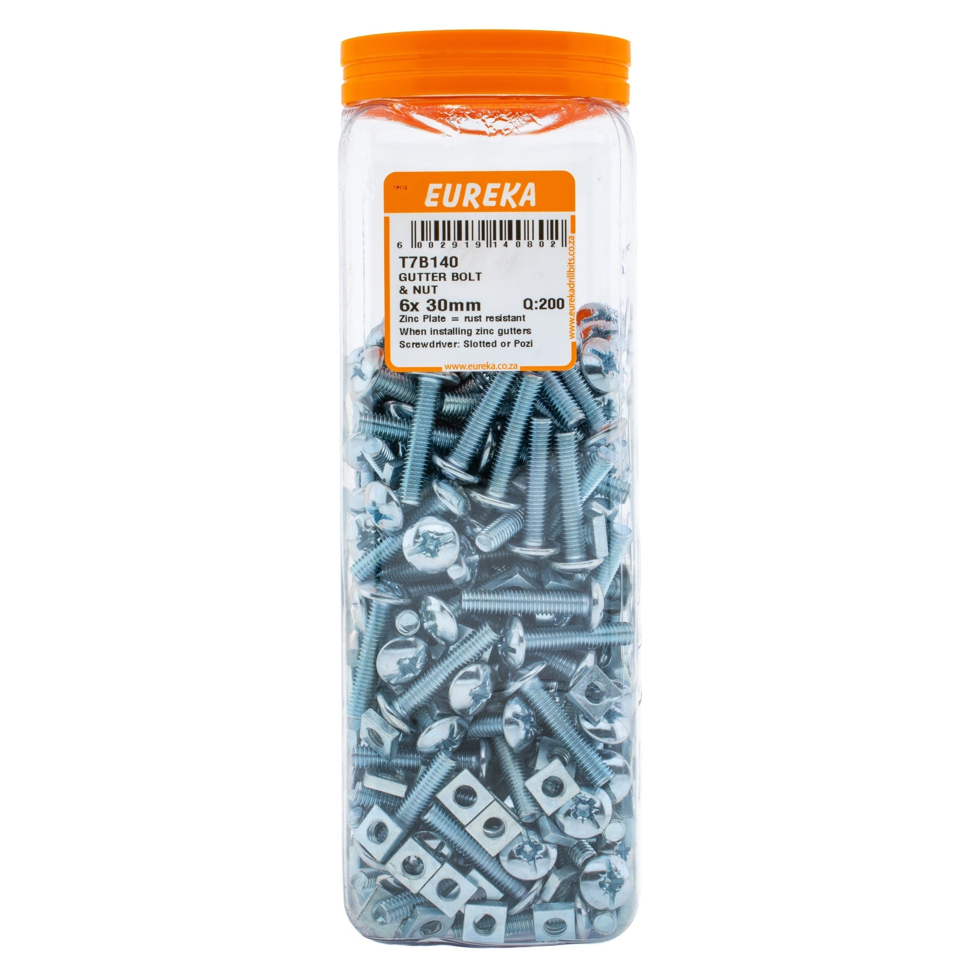 Eureka Gutter Bolt & Nut 6 x 30mm Q:200