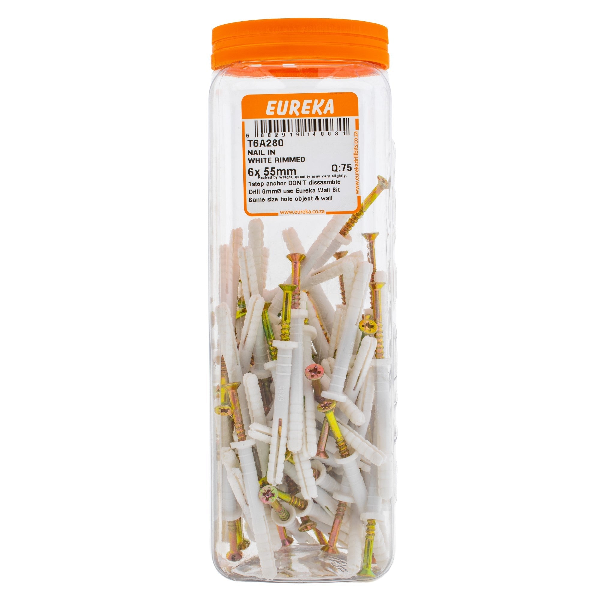 Eureka Nail in White Rimmed 6 x 55mm Q:75