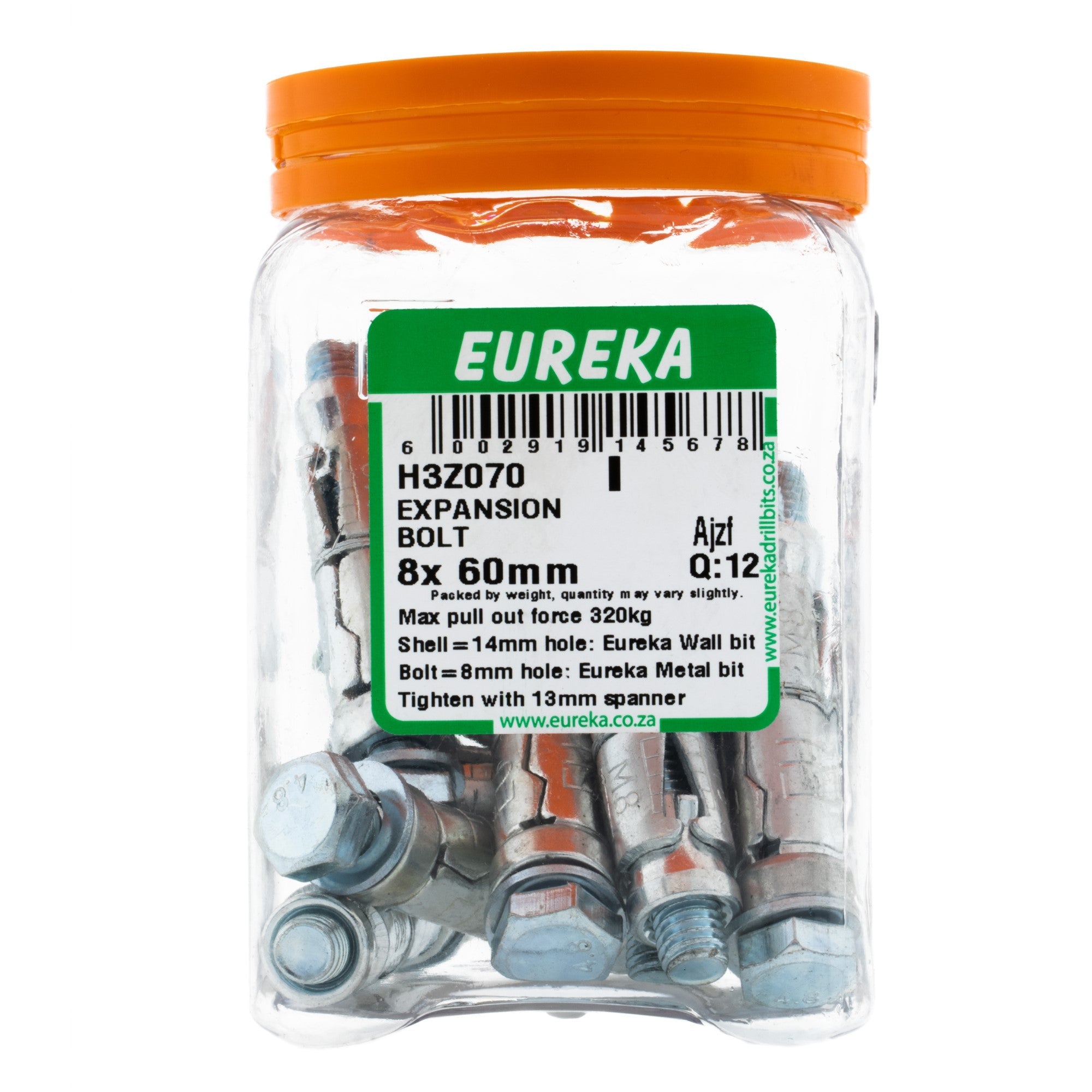 Eureka Expansion Bolt 14mm 8 x 60mm Q:12