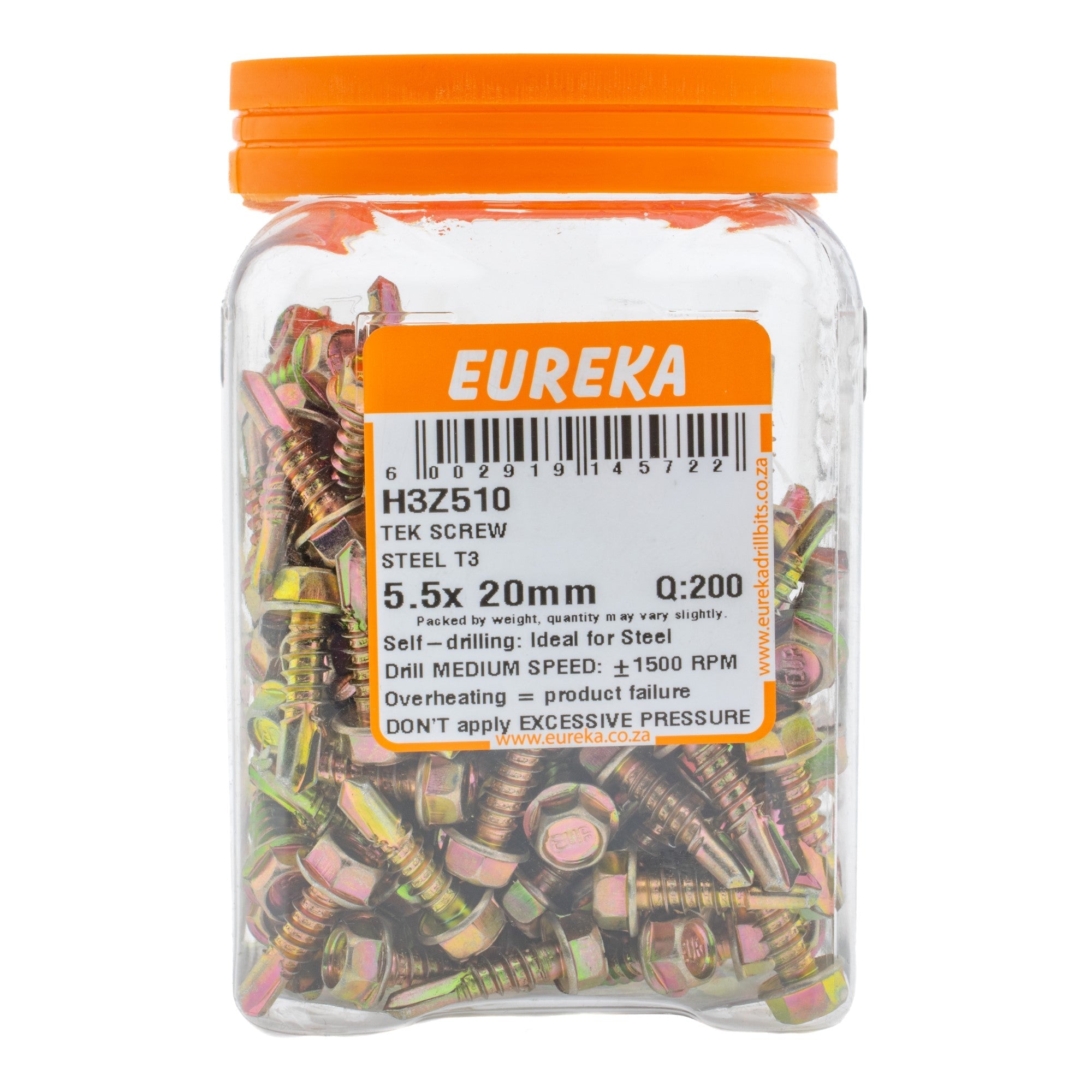 Eureka Nutset TEK SCR CRS 8mm5.5 x 20mm Q:200