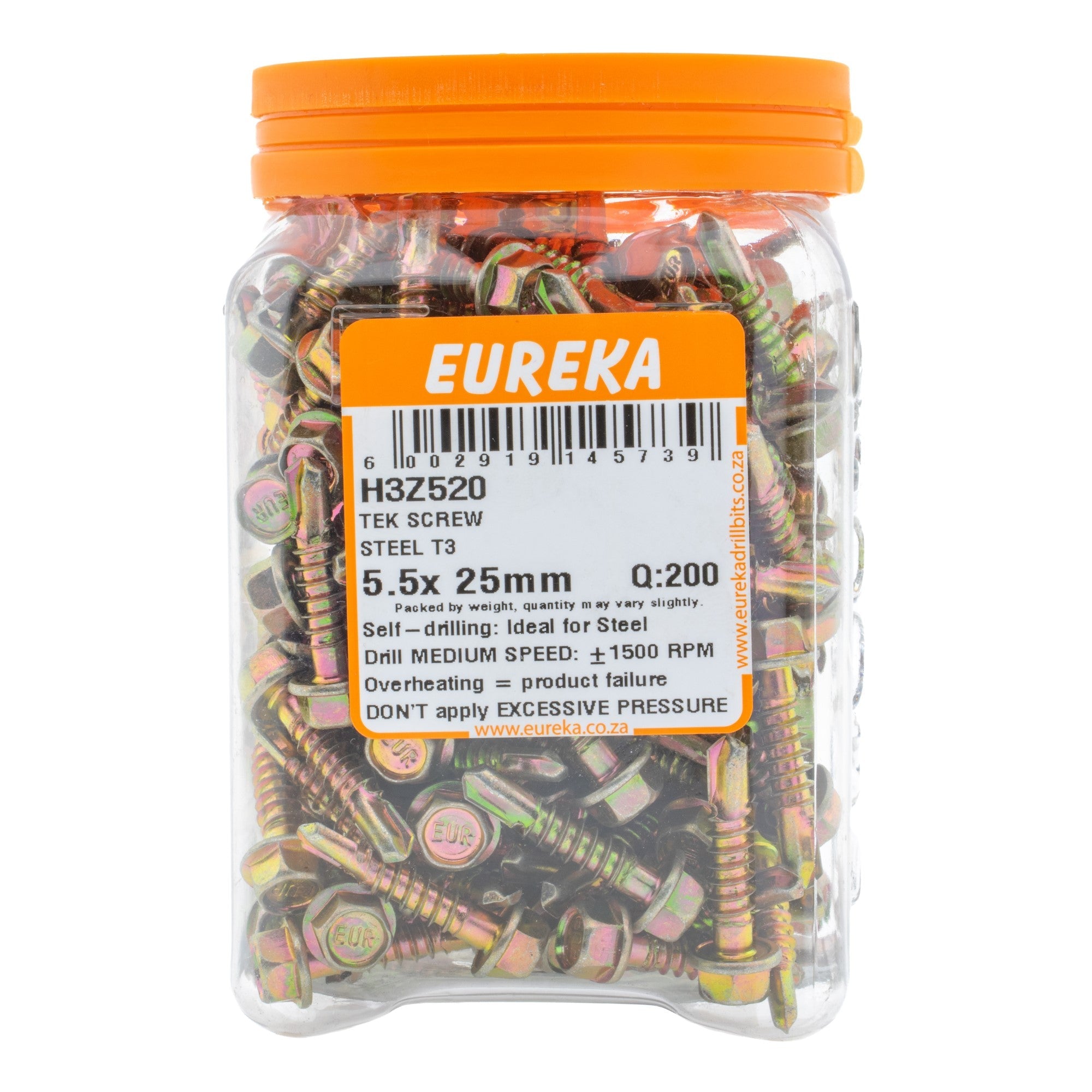 Eureka Nutset TEK SCR CRS 8mm5.5 x 25mm Q:200
