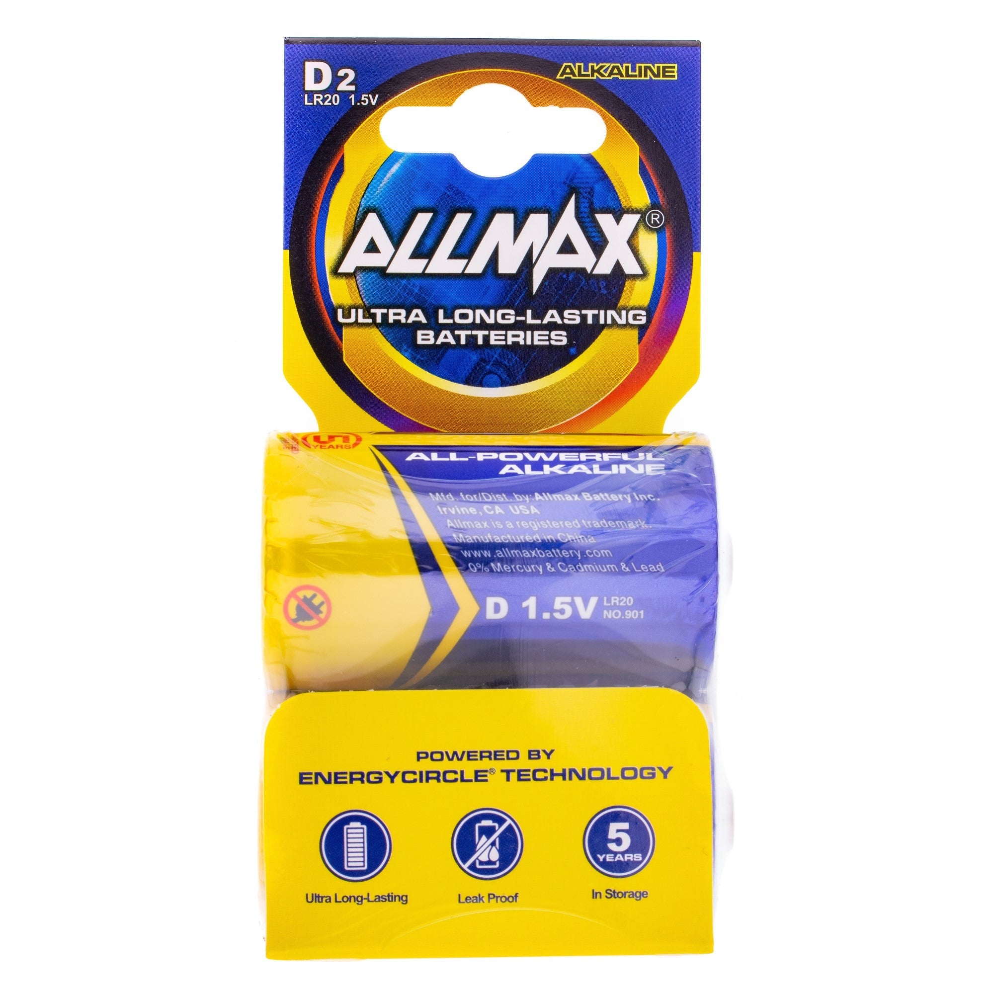 Allmax Battery D 2 Pack Super Alkaline Gold