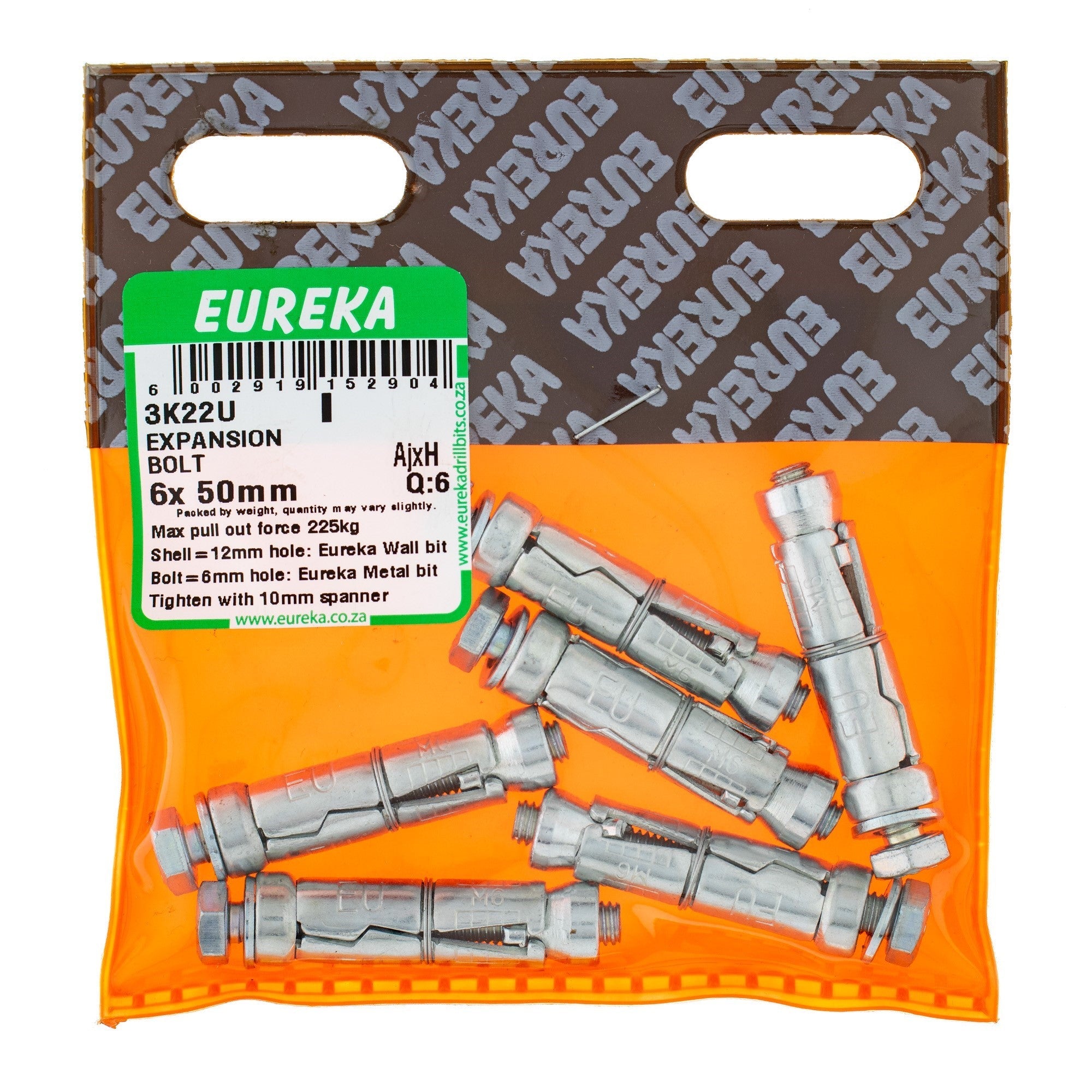 Eureka Expansion Bolt 12mm 6 x 50mm Q:6