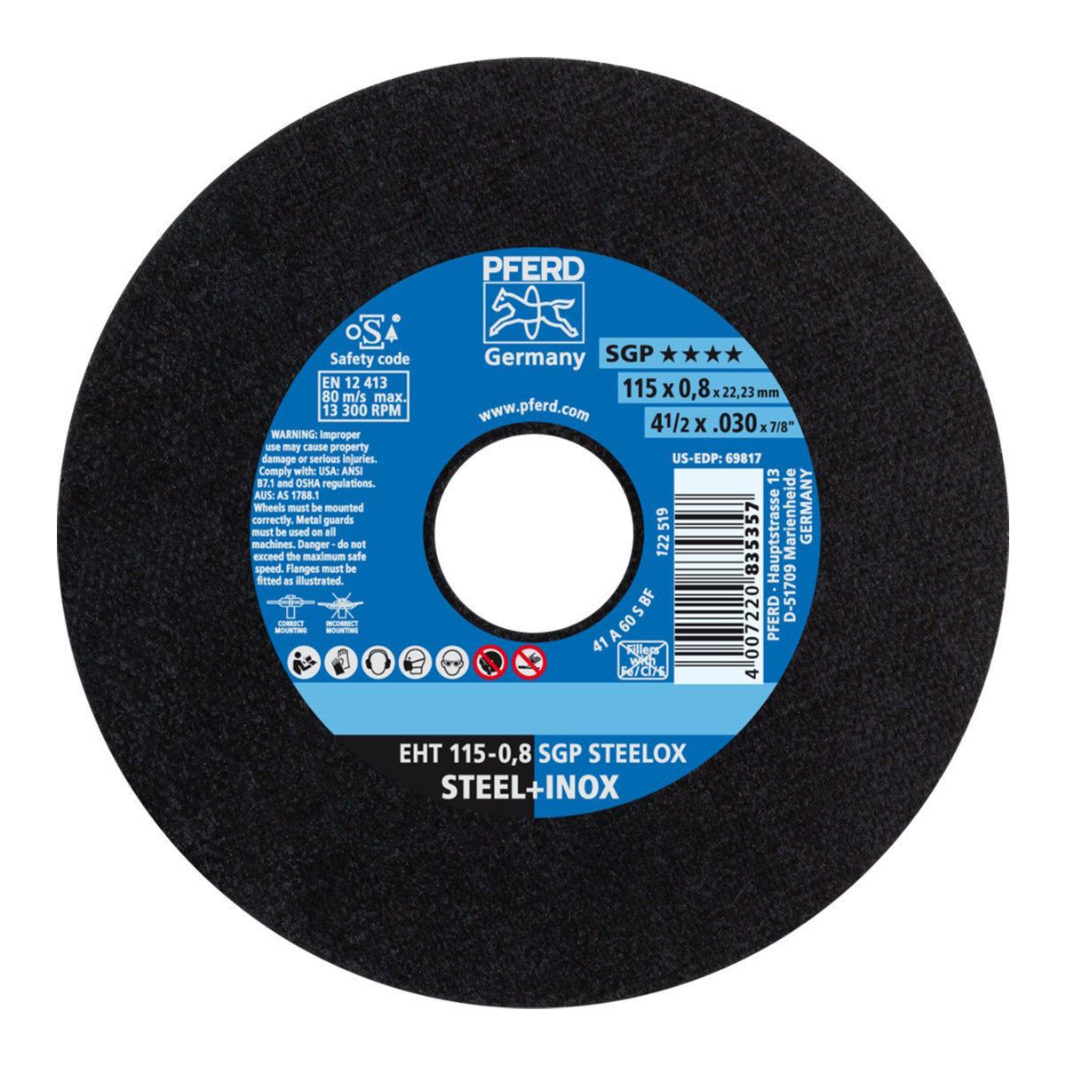 Cutting  Disc INOX 115 x 0.8mm Pferd