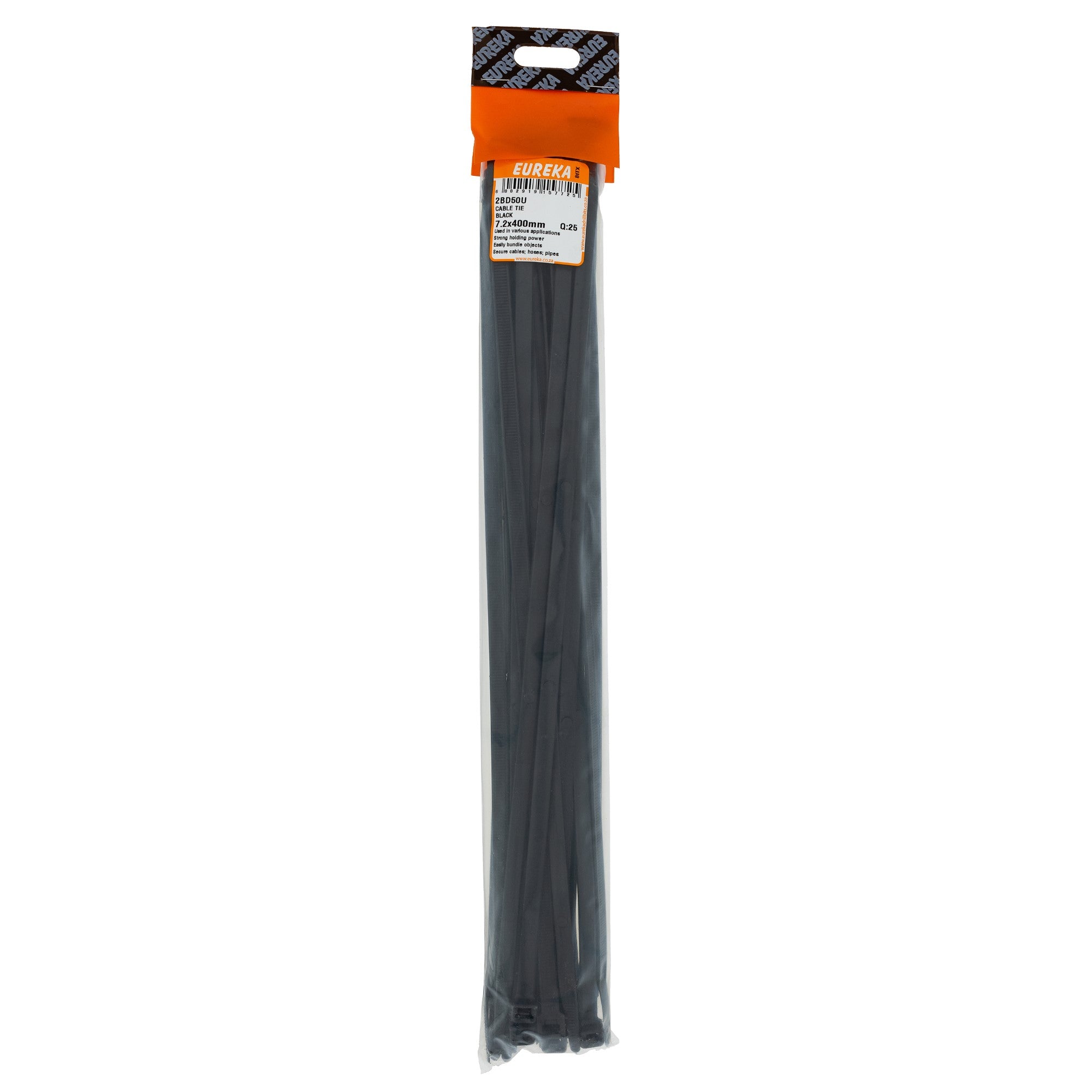 CABLE TIES BLACK 7.6X400MM Q:25 EUREKA