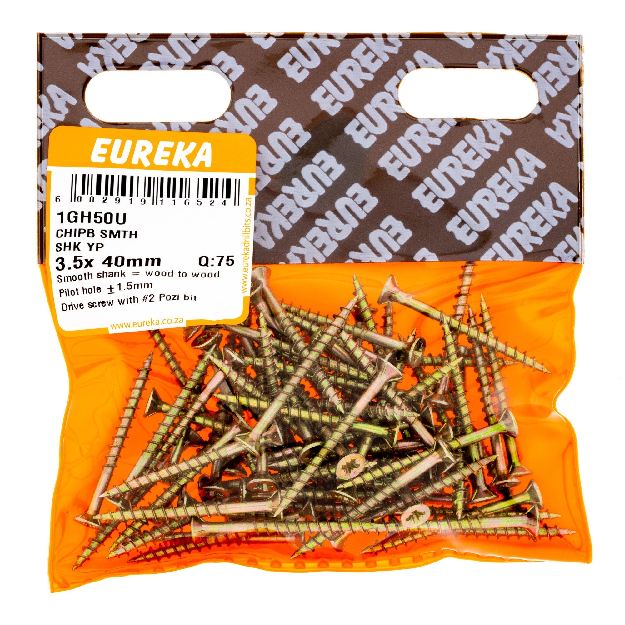 Eureka Chipboard Screw Smooth Shank Yellow Passivated 3.5 x 40mm