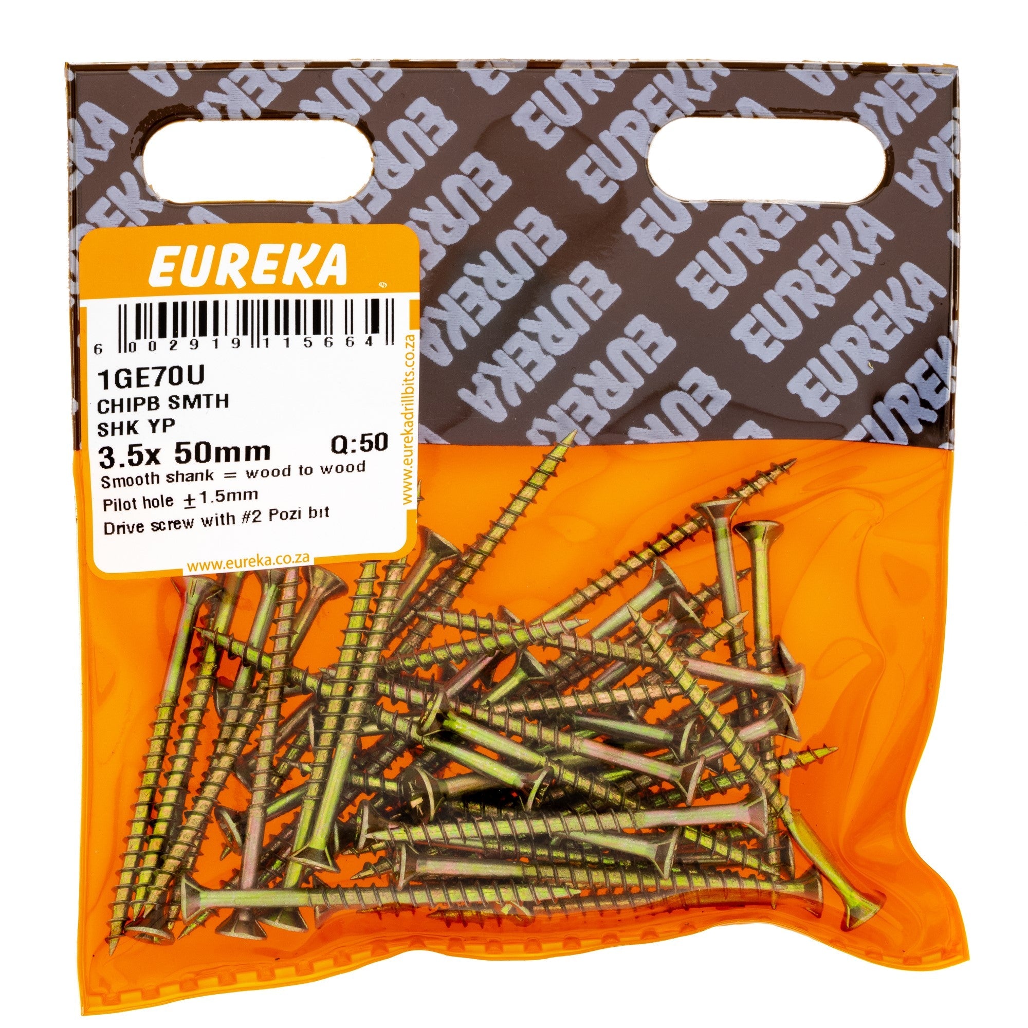 Eureka Chipboard Screw Smooth Shank Yellow Passivated 3.5 x 50mm