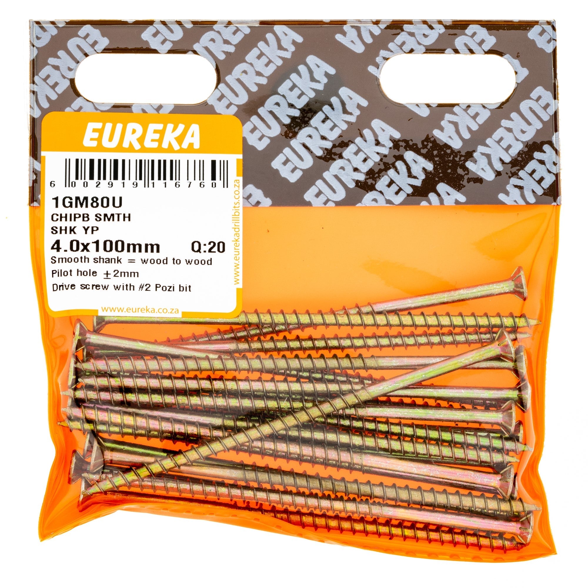 Eureka Chipboard Screw Smooth Shank Yellow Passivated 4 x 100mm