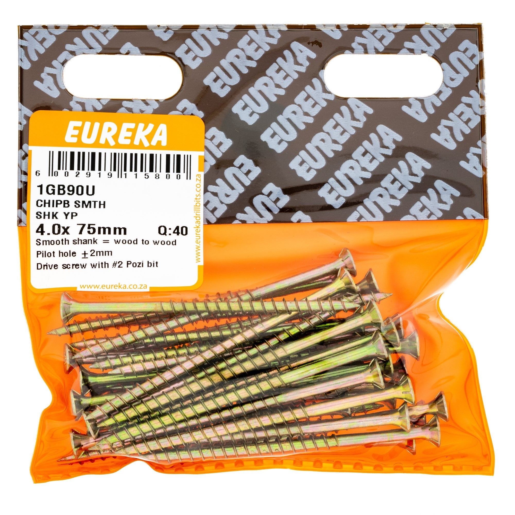 Eureka Chipboard Screw Smooth Shank Yellow Passivated 4 x 75mm