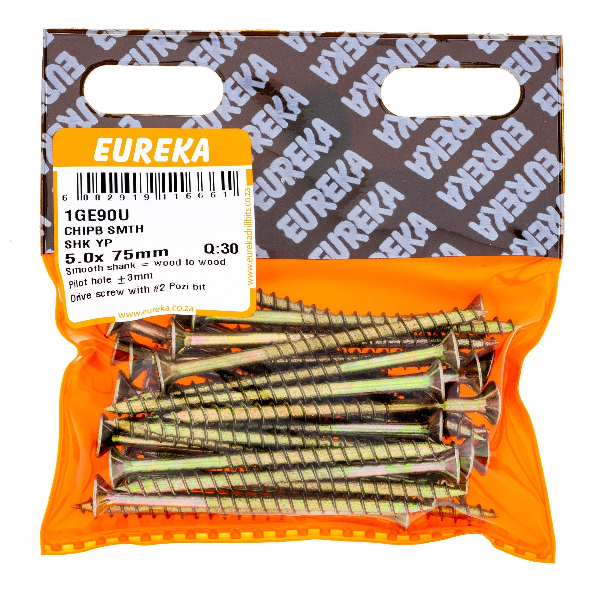 Eureka Chipboard Screw Smooth Shank Yellow Passivated 5 x 75mm