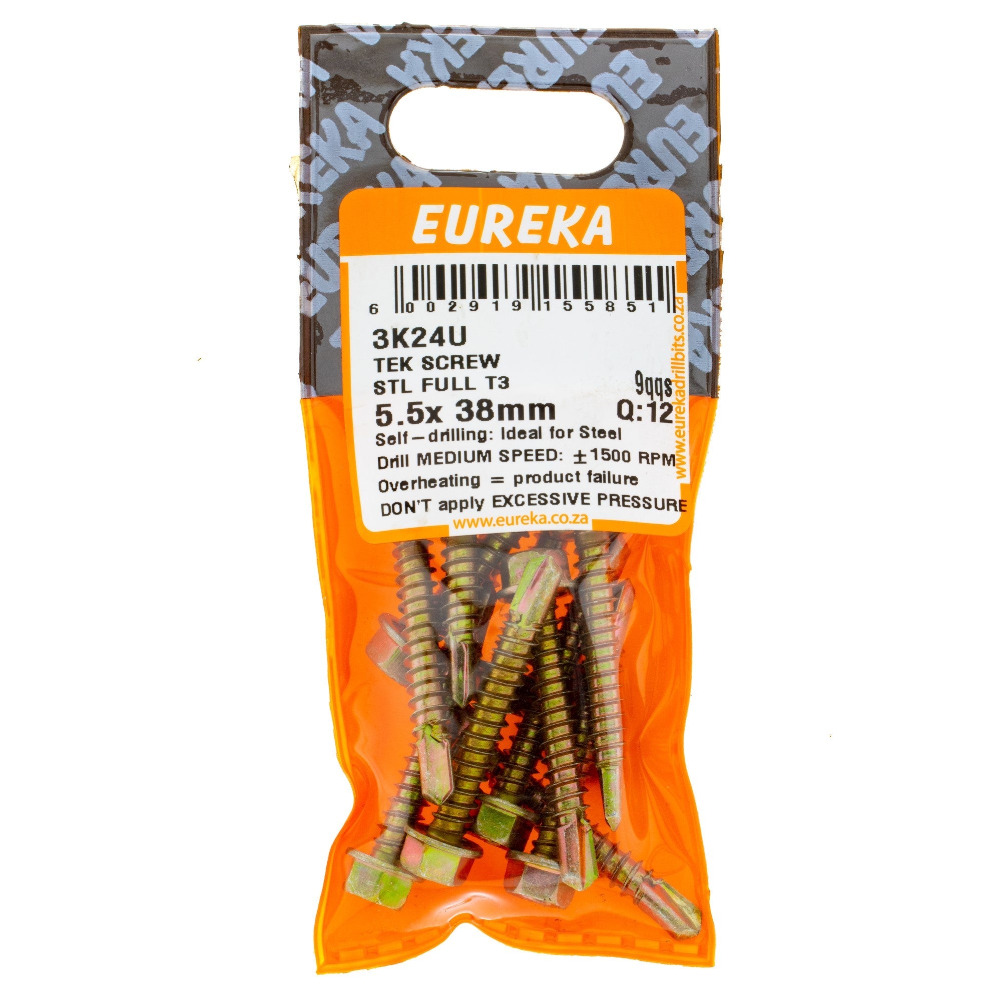 Eureka Tek Screw Steel Full Thread T3 5.5 x 38mm