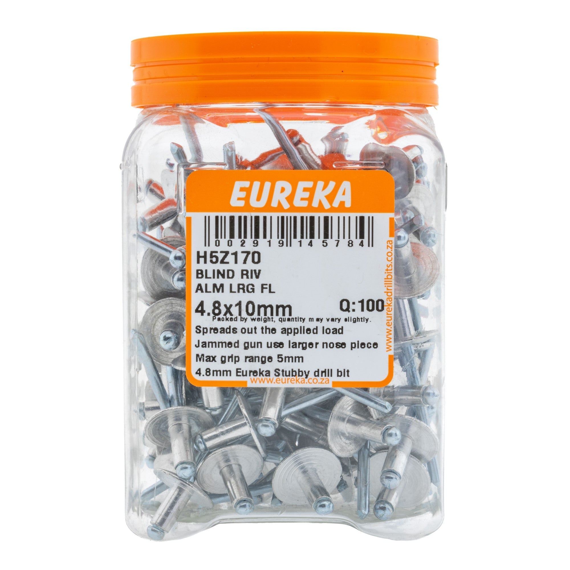 Eureka Blind Rivet Aluminium Large Flange 4.8 x 10mm