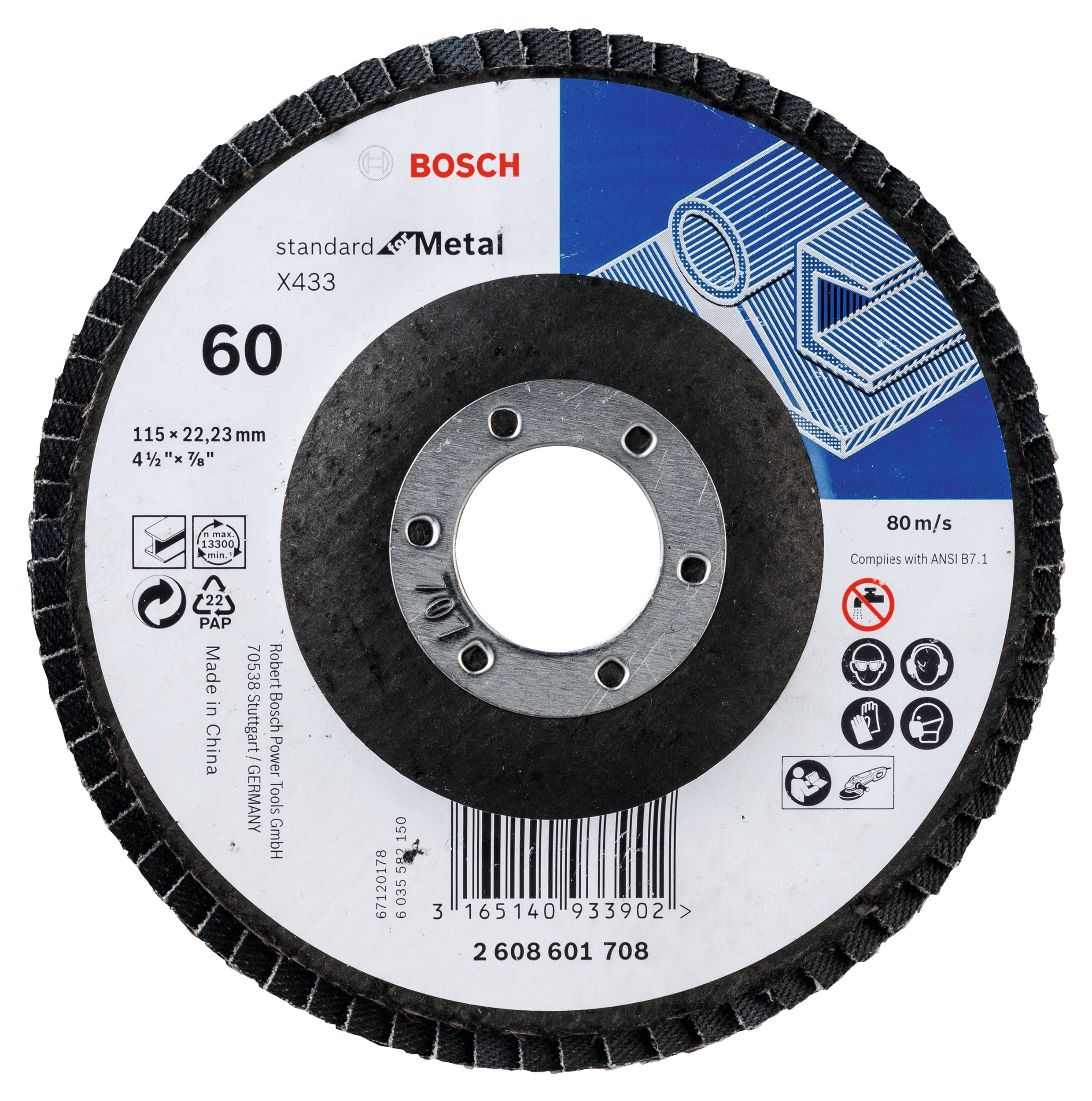 Bosch Flap Disc Metal 115mm 60 Straight