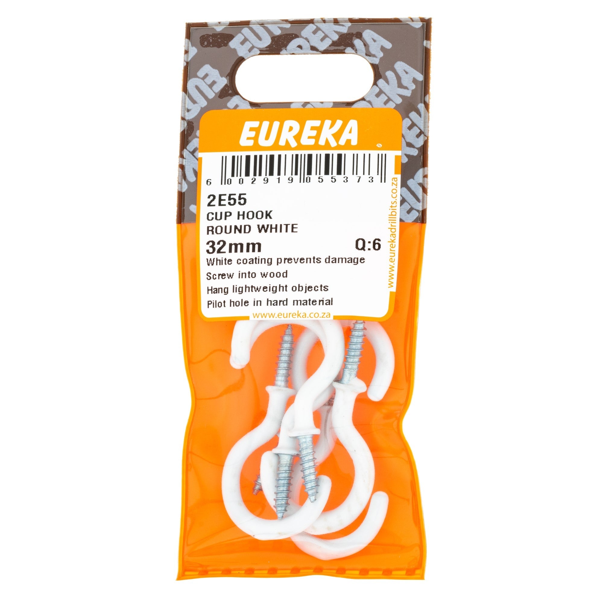 Eureka Cup Hook Round White 32mm