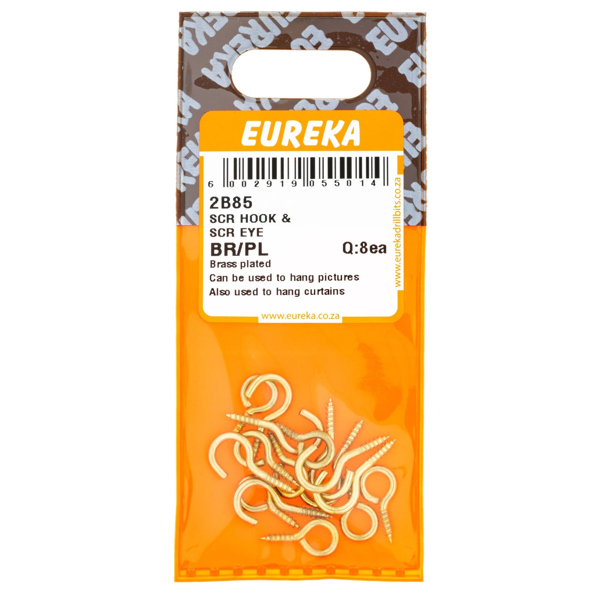 SCREW HOOK & SCR EYE BR/PL Q:8 EUREKA