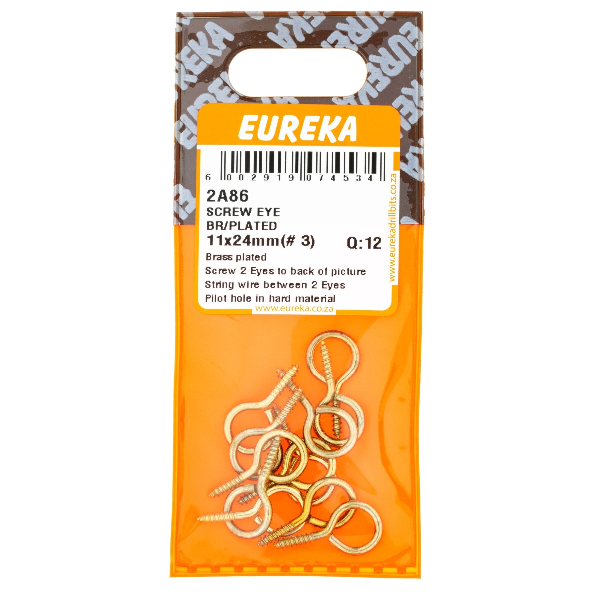 SCREW EYE BR/PL 11X24MM( 3) Q:12 EUREKA