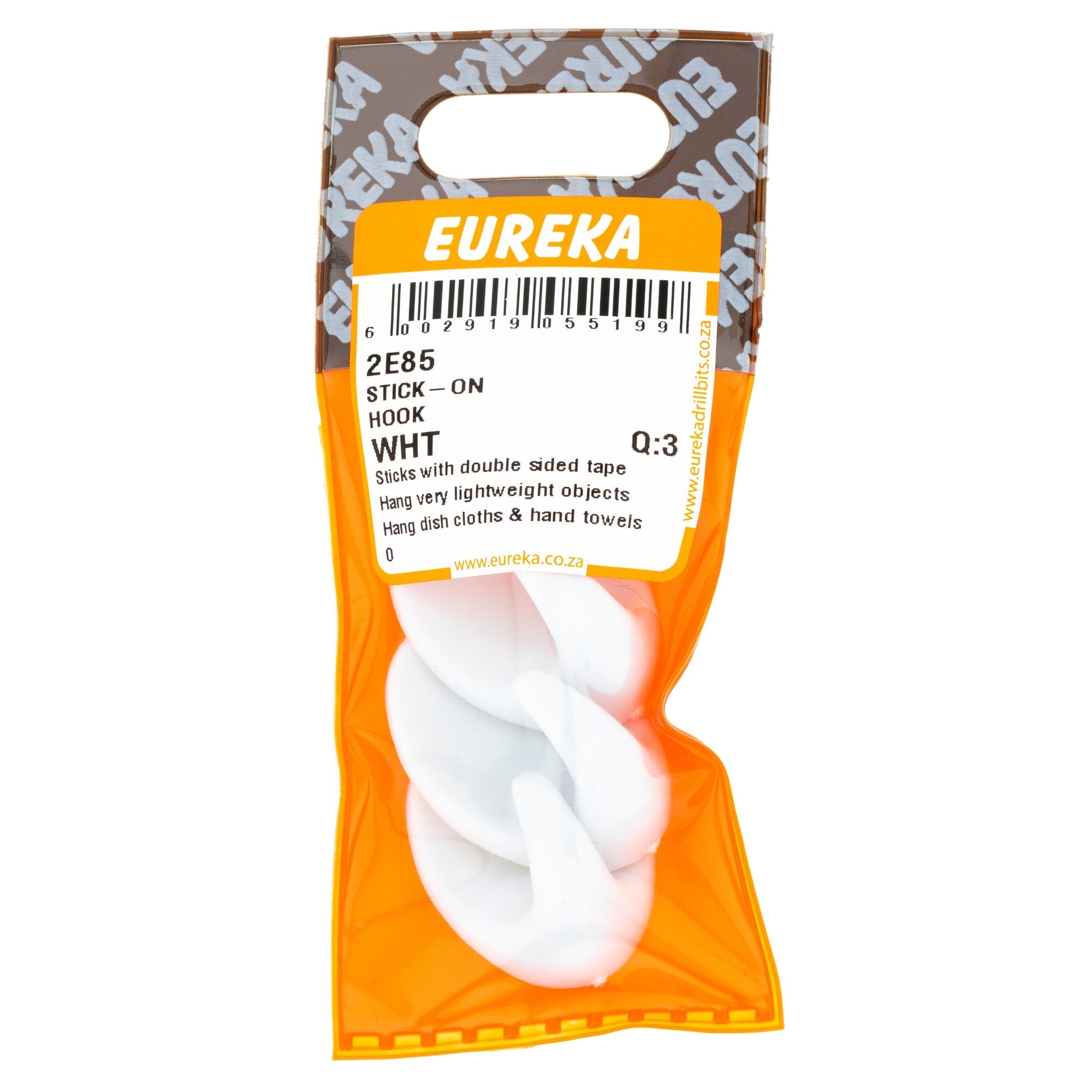 STICK-ON HOOK WHT Q:3 EUREKA