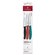 Victorinox 3 Piece Paring Knife Set Green, Red, and Black