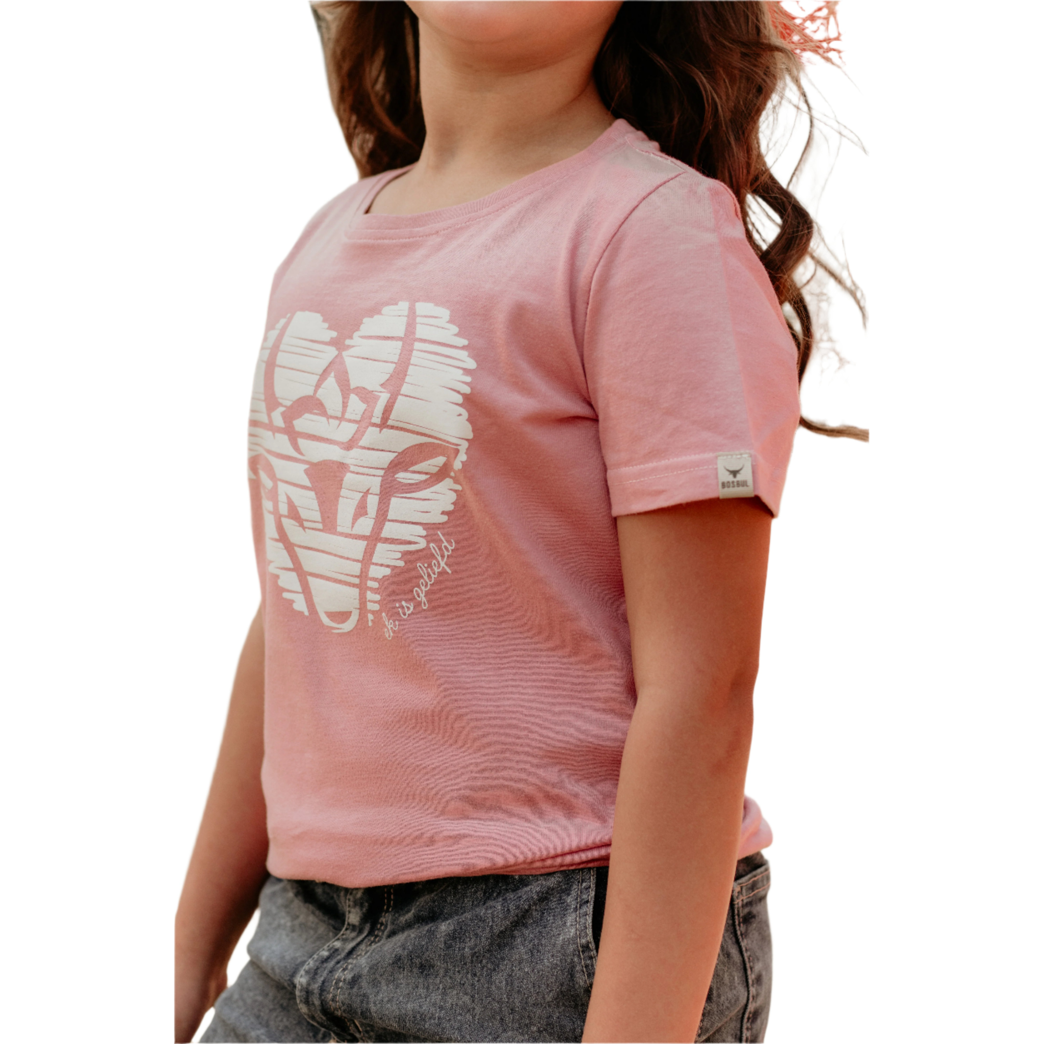 Bosbul T-shirt Kids Dusty Pink with Heart 3-4