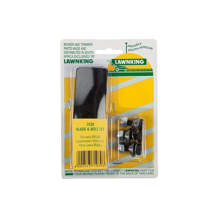 Lawnking L/mower Blade 3 & Bolts Rolux