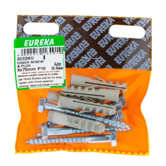 Eureka Coach Screw Plug 8 x 75mm P10 Q:5