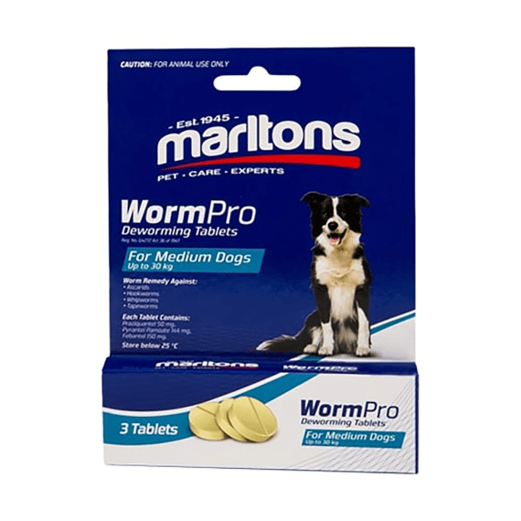 Marltons Wormpro Med Dogs 3's