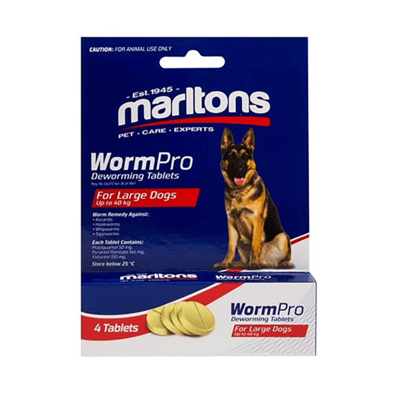 Marltons Wormpro Lrg Dogs 4's