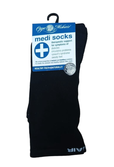 Cape Mohair Sock Medi Black 4-12