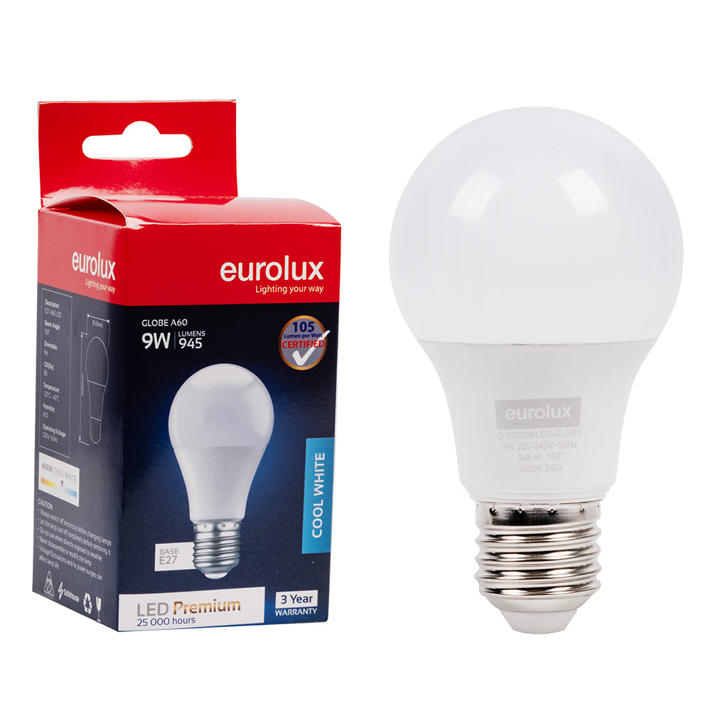 Eurolux Globe LED W/white B27 9W