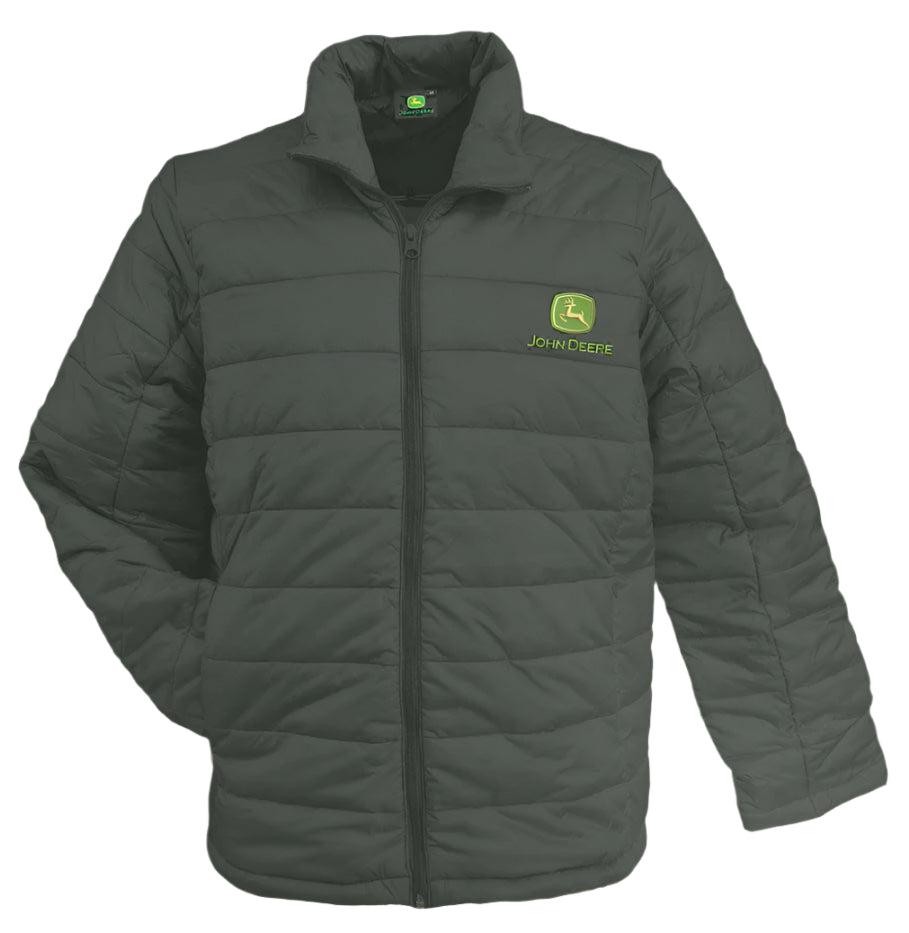 John Deere Mens Dark Olive Puffer S Jd