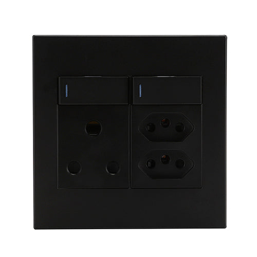 DC - SWITCH SOCKET 2 EURO SNGL BLK HORIZ