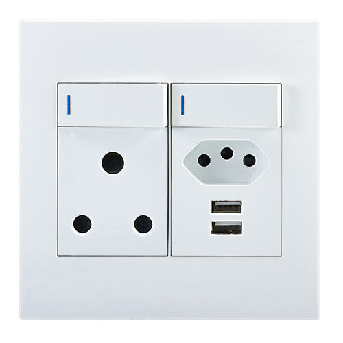 DC - SWITCH SOCKET 2EURO USB SNGL WHT HO