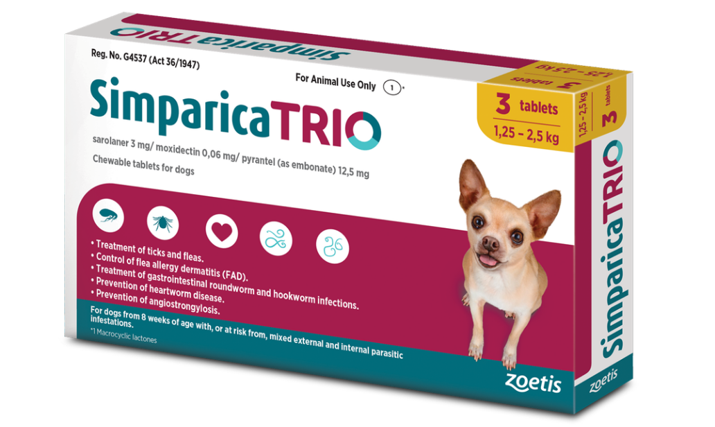 Zoetis Simparica Trio 3 Tab 1.25kg-2.5kg
