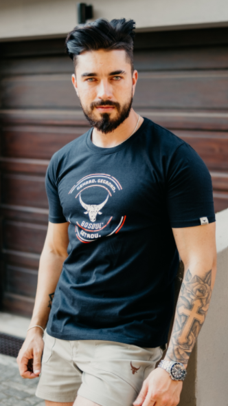 Bosbul T-shirt Black Round Cream Red M