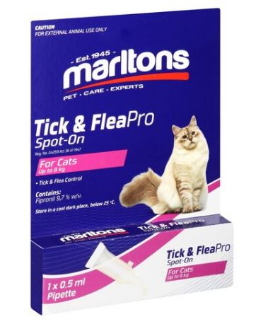 Marltons Tick & Flea Pro Spot on 0.5ml Cats Marlt