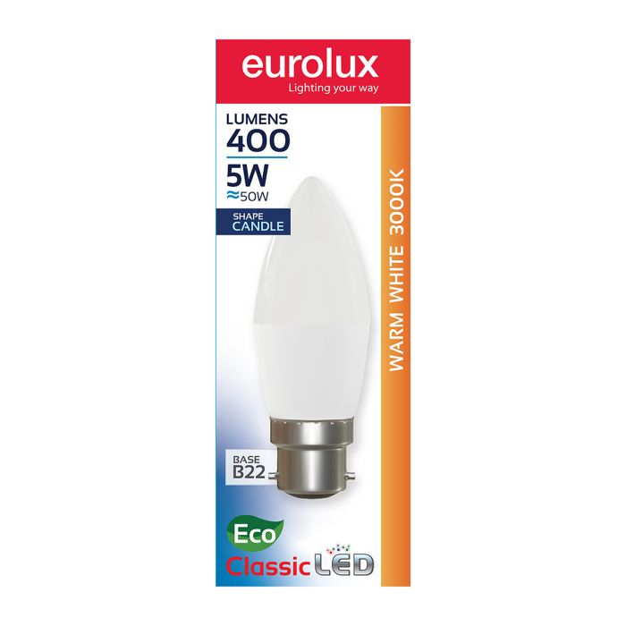 Eurolux Lamp Candle LED W/white B22 5W