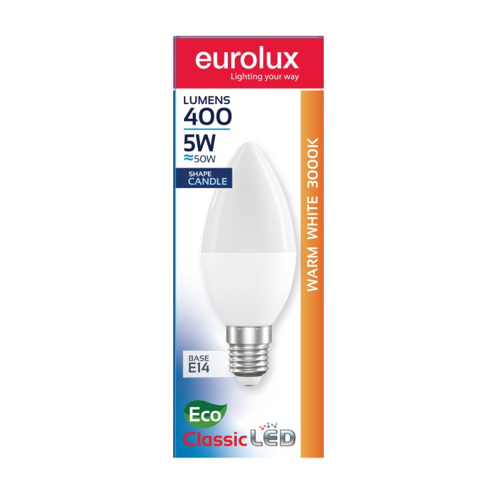 Eurolux Lamp Candle LED W/white E14 5W