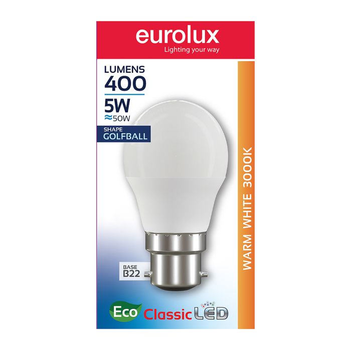 Eurolux Lamp Golfball LED W/w B22 5W