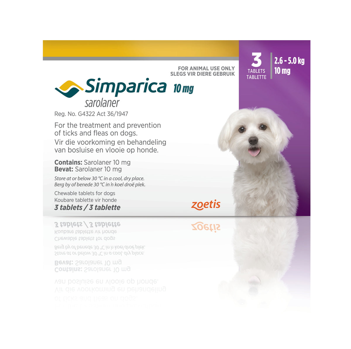 Simparica chewable tablets for dogs 2.5 to 5 kg, Zoetis, Move.store