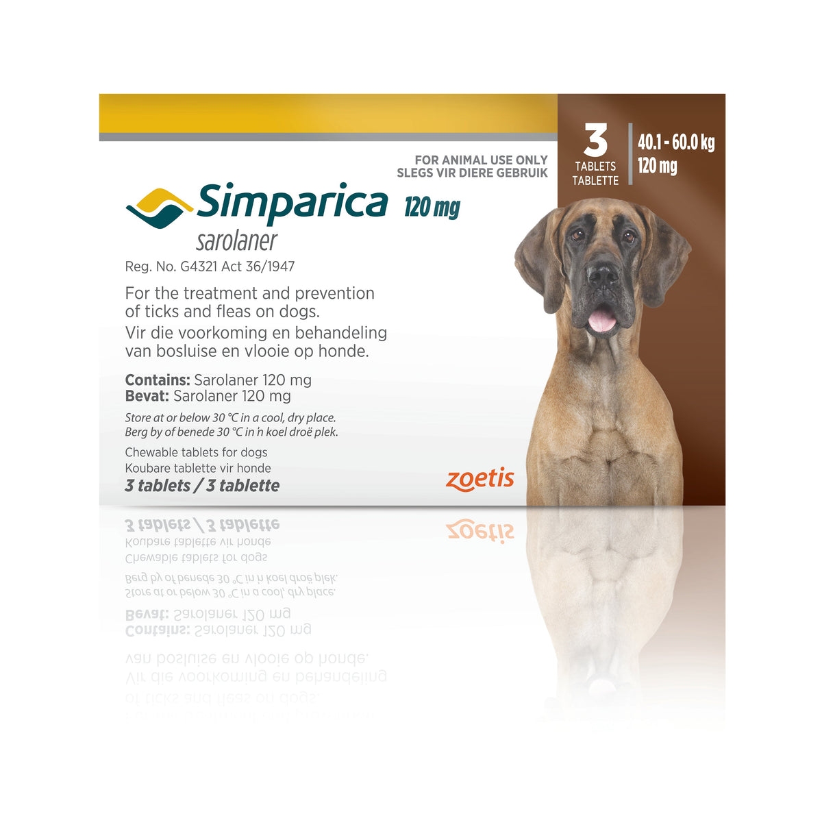 Simparica chewable tablets for dogs 40 to 60 kg, Zoetis, Move.store