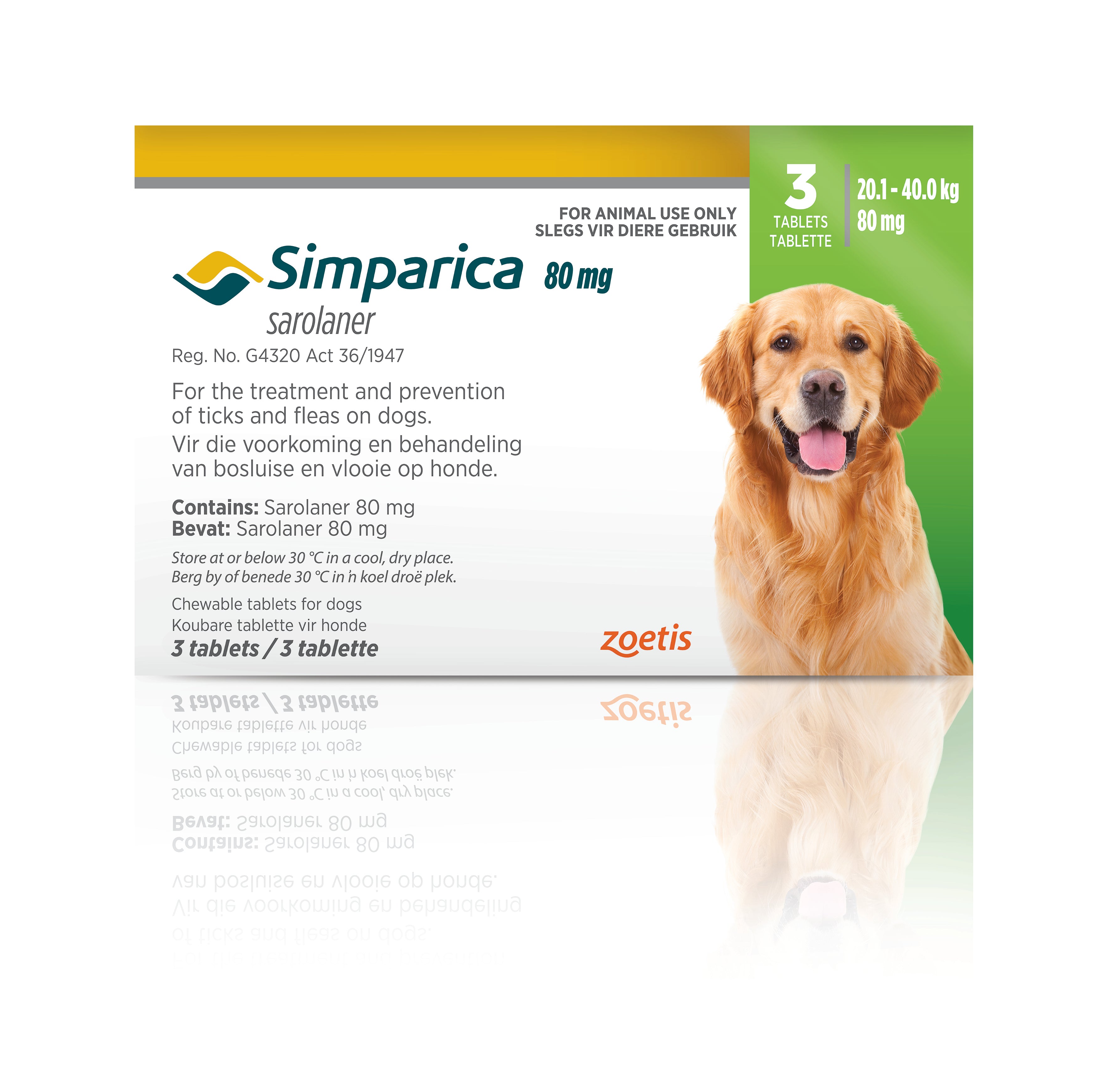 Zoetis Simparica Tab 80MGX3 20kg-40kg