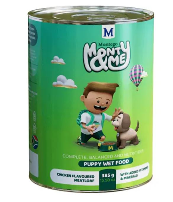 PUPPY FOOD WET CHICKEN 385G MONTY & ME