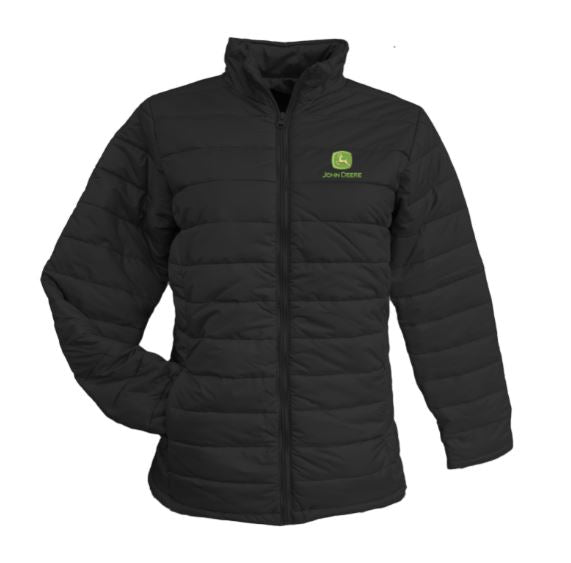 LADIES PUFFER JACKET BLACK 12 JOHN DEERE